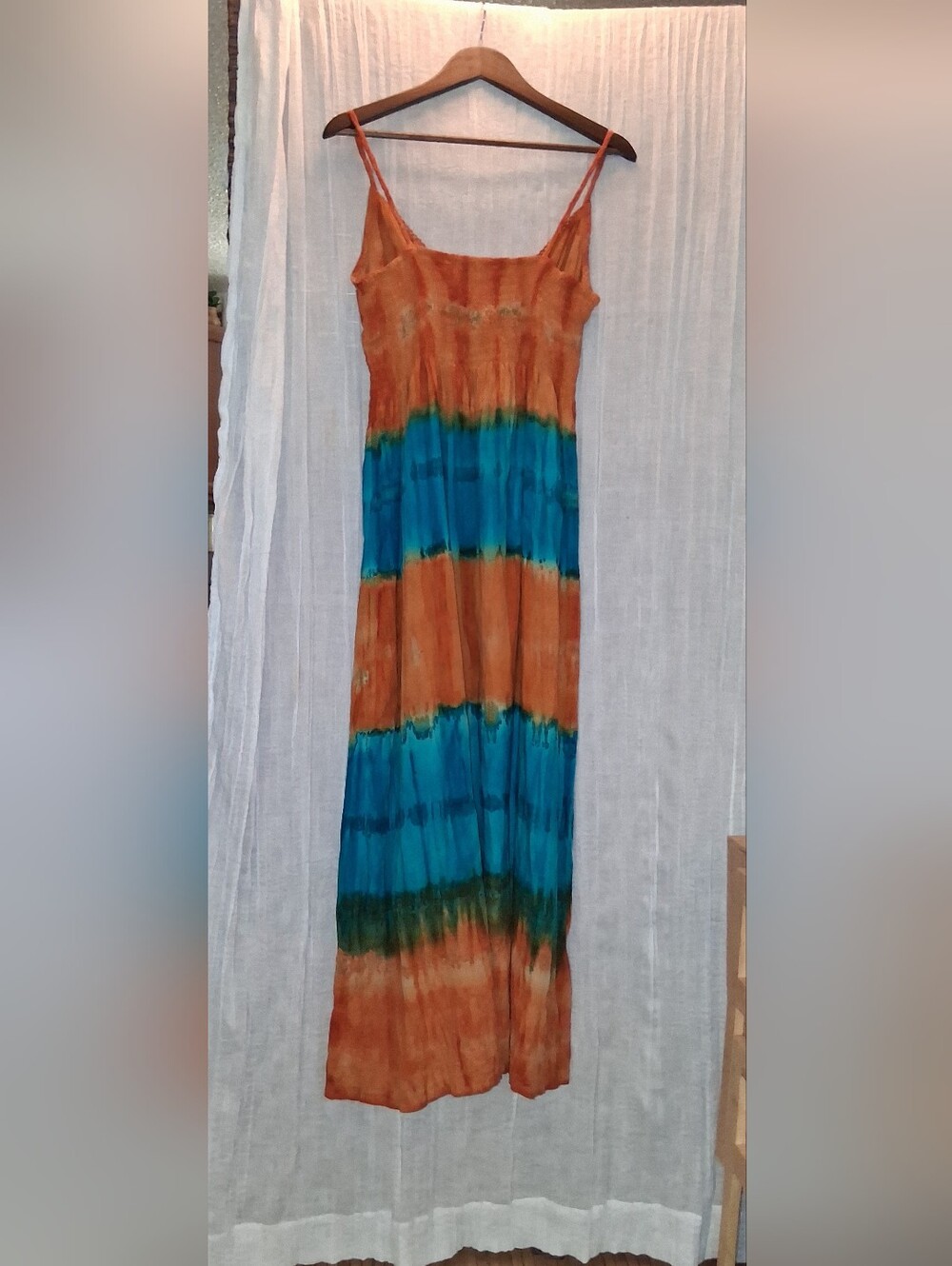 Tie-Dye Maxi Dress in Orange and Teal - Picture 3 of 4